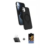 MARSİLYAN™- iPhone 11 Kılıf İz Işık Koleksiyonu - Siyah Buffer Hayalet Cam Ekran Koruyucu + Şeffaf Kamera Lens Koruma Cam