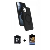 MARSİLYAN™- iPhone 11 Kılıf İz Işık Koleksiyonu - Siyah Buffer Hayalet Cam Ekran Koruyucu + Siyah PVD Metal Kamera Lens