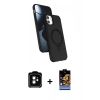 MARSİLYAN™- iPhone 11 Kılıf İz Işık Koleksiyonu - Siyah Buffer Hayalet Cam Ekran Koruyucu + PVD Metal Kamera Lens - TU