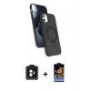 MARSİLYAN™- iPhone 11 Kılıf İz Işık Koleksiyonu - Siyah Buffer Hayalet Cam Ekran Koruyucu + Yeşil PVD Metal Kamera Lens