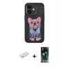 MARSİLYAN™- iPhone 11 Kılıf İz Minimal Koleksiyonu - Şeffaf 360 Full Body Arka Koruyucu + Renkli Kamera Lens Koruma Cam - TU