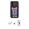 MARSİLYAN™- iPhone 11 Kılıf İz Minimal Koleksiyonu - Şeffaf Pasifik Cam Ekran Koruyucu + Pembe Renkli Kamera Lens Koruma Cam