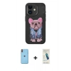 MARSİLYAN™- iPhone 11 Kılıf İz Minimal Koleksiyonu - Şeffaf Pasifik Cam Ekran Koruyucu + Neon Fosforlu Kamera Lens - TU