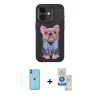 MARSİLYAN™- iPhone 11 Kılıf İz Minimal Koleksiyonu - Şeffaf Royal Nano Ekran Koruyucu + Neon Fosforlu Kamera Lens - MI