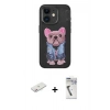 MARSİLYAN™- iPhone 11 Kılıf İz Minimal Koleksiyonu - Şeffaf Uv Polymer Nano Ekran Koruyucu + Renkli Kamera Lens Koruma Cam - PE
