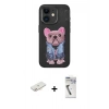 MARSİLYAN™- iPhone 11 Kılıf İz Minimal Koleksiyonu - Şeffaf Uv Polymer Nano Ekran Koruyucu + Yeşil Renkli Kamera Lens Koruma Cam