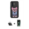 MARSİLYAN™- iPhone 11 Kılıf İz Minimal Koleksiyonu - Siyah 360 Mat Full Body Arka Koruyucu + Kamera Lens Koruma Cam - SF