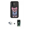 MARSİLYAN™- iPhone 11 Kılıf İz Minimal Koleksiyonu - Siyah 360 Mat Full Body Arka Koruyucu + Pers Alüminyum Kamera Lens - LT