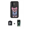 MARSİLYAN™- iPhone 11 Kılıf İz Minimal Koleksiyonu - Siyah 360 Mat Full Body Arka Koruyucu + PVD Metal Kamera Lens - MI