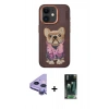 MARSİLYAN™- iPhone 11 Kılıf İz Minimal Koleksiyonu - Siyah 360 Mat Full Body Arka Koruyucu + Mor Raze Metal Kamera Lens