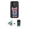 MARSİLYAN™- iPhone 11 Kılıf İz Minimal Koleksiyonu - Siyah 360 Mat Full Body Arka Koruyucu + Raze Metal Kamera Lens - KI