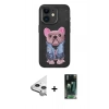 MARSİLYAN™- iPhone 11 Kılıf İz Minimal Koleksiyonu - Siyah 360 Mat Full Body Arka Koruyucu + Raze Metal Kamera Lens - GS