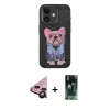 MARSİLYAN™- iPhone 11 Kılıf İz Minimal Koleksiyonu - Siyah 360 Mat Full Body Arka Koruyucu + Raze Metal Kamera Lens - SH