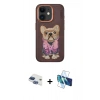 MARSİLYAN™- iPhone 11 Kılıf İz Minimal Koleksiyonu - Siyah 3D Antistatik Cam Ekran Koruyucu + Pers Alüminyum Kamera Lens - LT