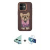MARSİLYAN™- iPhone 11 Kılıf İz Minimal Koleksiyonu - Siyah 3D Antistatik Cam Ekran Koruyucu + Raze Metal Kamera Lens - MI