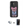 MARSİLYAN™- iPhone 11 Kılıf İz Minimal Koleksiyonu - Siyah 3D Antistatik Hayalet Cam Ekran Koruyucu + Pers Alüminyum Kamera Lens - LT