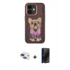 MARSİLYAN™- iPhone 11 Kılıf İz Minimal Koleksiyonu - Siyah 3D Antistatik Hayalet Cam Ekran Koruyucu + Pers Alüminyum Kamera Lens - LT