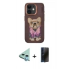 MARSİLYAN™- iPhone 11 Kılıf İz Minimal Koleksiyonu - Siyah 3D Antistatik Hayalet Cam Ekran Koruyucu + Raze Metal Kamera Lens - MI