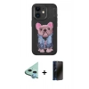 MARSİLYAN™- iPhone 11 Kılıf İz Minimal Koleksiyonu - Siyah 3D Antistatik Hayalet Cam Ekran Koruyucu + Raze Metal Kamera Lens - MI