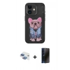MARSİLYAN™- iPhone 11 Kılıf İz Minimal Koleksiyonu - Siyah 3D Antistatik Hayalet Cam Ekran Koruyucu + Pers Alüminyum Kamera Lens - GI