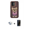 MARSİLYAN™- iPhone 11 Kılıf İz Minimal Koleksiyonu - Siyah 3D Antistatik Hayalet Cam Ekran Koruyucu + Pers Alüminyum Kamera Lens - GI