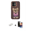 MARSİLYAN™- iPhone 11 Kılıf İz Minimal Koleksiyonu - Siyah 3D Antistatik Mat Seramik Nano Ekran Koruyucu + Renkli Kamera Lens Koruma Cam - PE