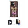 MARSİLYAN™- iPhone 11 Kılıf İz Minimal Koleksiyonu - Siyah 3D Antistatik Mat Seramik Nano Ekran Koruyucu + Mavi PVD Metal Kamera Lens