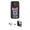 MARSİLYAN™- iPhone 11 Kılıf İz Minimal Koleksiyonu - Siyah 3D Antistatik Mat Seramik Nano Ekran Koruyucu + Pers Alüminyum Kamera Lens - YL