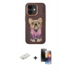 MARSİLYAN™- iPhone 11 Kılıf İz Minimal Koleksiyonu - Siyah 3D Antistatik Mat Seramik Nano Ekran Koruyucu + Renkli Kamera Lens Koruma Cam - YL