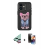 MARSİLYAN™- iPhone 11 Kılıf İz Minimal Koleksiyonu - Siyah 3D Antistatik Mat Seramik Nano Ekran Koruyucu + Raze Metal Kamera Lens - KI
