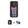 MARSİLYAN™- iPhone 11 Kılıf İz Minimal Koleksiyonu - Siyah 3D Antistatik Seramik Nano Ekran Koruyucu + PVD Metal Kamera Lens - MI