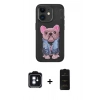 MARSİLYAN™- iPhone 11 Kılıf İz Minimal Koleksiyonu - Siyah 6D Antistatik Mat Seramik Hayalet Nano Ekran Koruyucu + Mavi PVD Metal Kamera Lens
