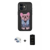 MARSİLYAN™- iPhone 11 Kılıf İz Minimal Koleksiyonu - Siyah 6D Antistatik Mat Seramik Hayalet Nano Ekran Koruyucu + Pers Alüminyum Kamera Lens - GI