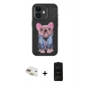 MARSİLYAN™- iPhone 11 Kılıf İz Minimal Koleksiyonu - Siyah 6D Antistatik Mat Seramik Hayalet Nano Ekran Koruyucu + Pers Alüminyum Kamera Lens - GD