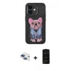 MARSİLYAN™- iPhone 11 Kılıf İz Minimal Koleksiyonu - Siyah 6D Antistatik Mat Seramik Hayalet Nano Ekran Koruyucu + Pers Alüminyum Kamera Lens - LT