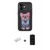 MARSİLYAN™- iPhone 11 Kılıf İz Minimal Koleksiyonu - Siyah 6D Antistatik Mat Seramik Hayalet Nano Ekran Koruyucu + Renkli Kamera Lens Koruma Cam - SI
