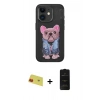 MARSİLYAN™- iPhone 11 Kılıf İz Minimal Koleksiyonu - Siyah 6D Antistatik Mat Seramik Hayalet Nano Ekran Koruyucu + Rainbow Kamera Lens Koruma Cam - KI