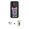 MARSİLYAN™- iPhone 11 Kılıf İz Minimal Koleksiyonu - Siyah 6D Mat Seramik Hayalet Nano Ekran Koruyucu + Pers Alüminyum Kamera Lens - GD
