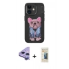 MARSİLYAN™- iPhone 11 Kılıf İz Minimal Koleksiyonu - Siyah 6D Mat Seramik Hayalet Nano Ekran Koruyucu + Raze Metal Kamera Lens - MR