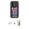 MARSİLYAN™- iPhone 11 Kılıf İz Minimal Koleksiyonu - Siyah 6D Mat Seramik Hayalet Nano Ekran Koruyucu + Renkli Kamera Lens Koruma Cam - PE