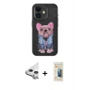 MARSİLYAN™- iPhone 11 Kılıf İz Minimal Koleksiyonu - Siyah 6D Mat Seramik Hayalet Nano Ekran Koruyucu + Raze Metal Kamera Lens - GS