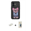 MARSİLYAN™- iPhone 11 Kılıf İz Minimal Koleksiyonu - Siyah 6D Mat Seramik Hayalet Nano Ekran Koruyucu + Renkli Kamera Lens Koruma Cam - SI