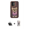 MARSİLYAN™- iPhone 11 Kılıf İz Minimal Koleksiyonu - Siyah Bilvis 3D Cam Ekran Koruyucu + Kamera Lens Koruma Cam - SF