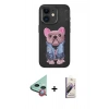 MARSİLYAN™- iPhone 11 Kılıf İz Minimal Koleksiyonu - Siyah Bilvis 3D Mat Cam Ekran Koruyucu + Raze Metal Kamera Lens - KI