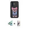 MARSİLYAN™- iPhone 11 Kılıf İz Minimal Koleksiyonu - Siyah Bilvis 3D Mat Cam Ekran Koruyucu + Raze Metal Kamera Lens - MI