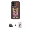 MARSİLYAN™- iPhone 11 Kılıf İz Minimal Koleksiyonu - Siyah Bilvis 3D Mat Cam Ekran Koruyucu + Kamera Lens Koruma Cam - SF