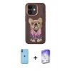 MARSİLYAN™- iPhone 11 Kılıf İz Minimal Koleksiyonu - Siyah Bilvis 5in1 3D Magic Cam Ekran Koruyucu + Neon Fosforlu Kamera Lens - MI