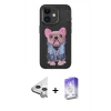 MARSİLYAN™- iPhone 11 Kılıf İz Minimal Koleksiyonu - Siyah Bilvis 5in1 3D Magic Cam Ekran Koruyucu + Raze Metal Kamera Lens - GS