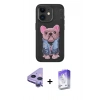 MARSİLYAN™- iPhone 11 Kılıf İz Minimal Koleksiyonu - Siyah Bilvis 5in1 3D Magic Cam Ekran Koruyucu + Raze Metal Kamera Lens - MR