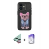 MARSİLYAN™- iPhone 11 Kılıf İz Minimal Koleksiyonu - Siyah Bilvis 5in1 3D Magic Cam Ekran Koruyucu + Raze Metal Kamera Lens - KI